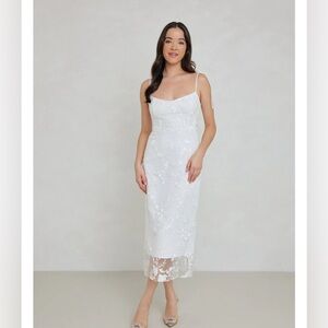Park & Fifth White Lace Midi Dress